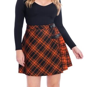 Blackmilk orange tartan kilt size 8